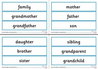 Family Word Cards Extra Large