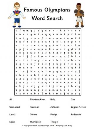 Famous Olympians Word Search