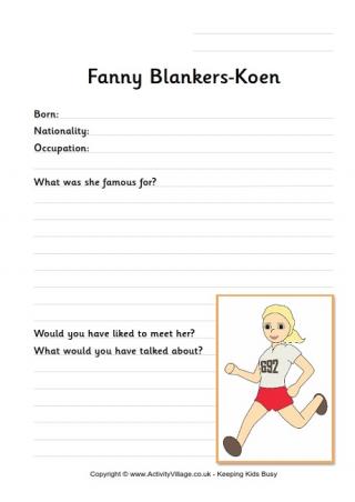 Fanny Blankers-Koen Worksheet