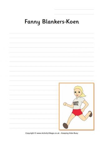 Fanny Blankers-Koen Writing Page