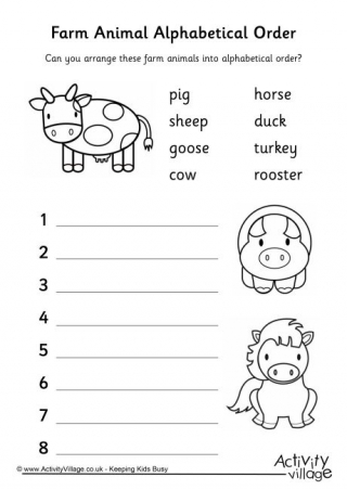 Farm Animal Alphabetical Order 1