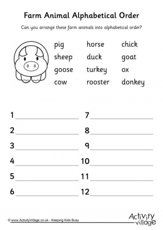 Farm Animal Alphabetical Order 2