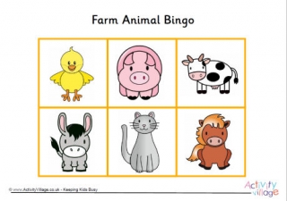 Farm Animal Bingo Game