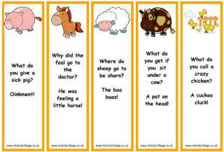 Farm Animal Bookmarks - Jokes