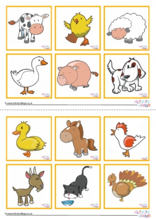 Farm Animal Game Cards