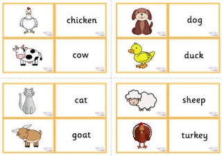 Farm Animal Vocabulary Matching Cards