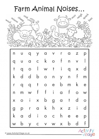 Farm Animal Noises Word Search