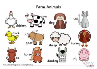Farm Animal Word Mat
