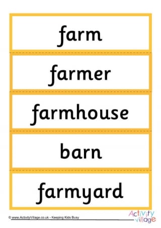 Farm Word Cards