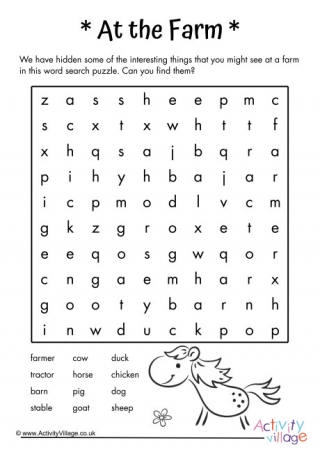 Farm Word Search