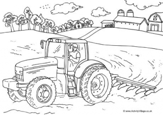 Farmer And Tractor Colouring Page