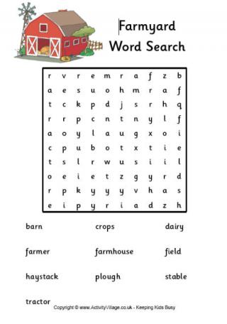Farmyard Word Search