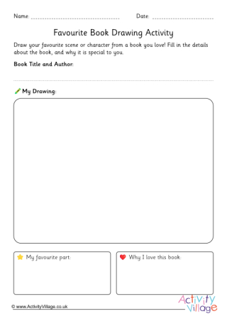 Favourite Book Drawing Activity
