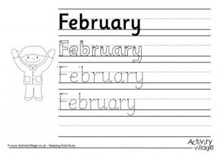 February Handwriting Worksheet