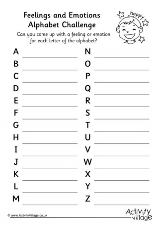 Feelings And Emotions Alphabet Challenge