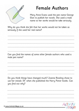 Female Authors Worksheet