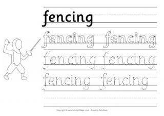 Fencing Handwriting Worksheet