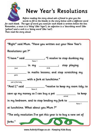 New Year Words Printable Worksheet for Kids
