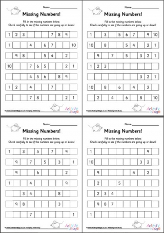Fill in the Missing Numbers Mixed to 10