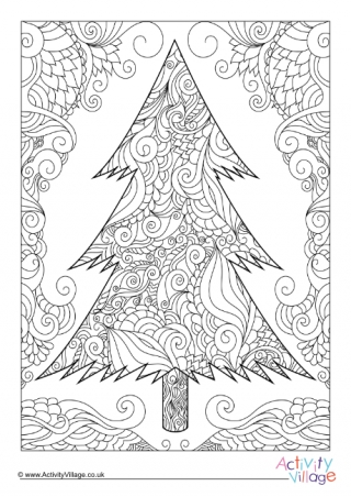 Fir Tree Doodle Colouring Page 1