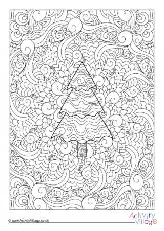 Fir Tree Doodle Colouring Page 2