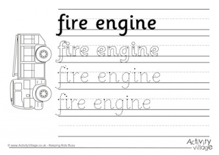 Fire Engine Handwriting Worksheet