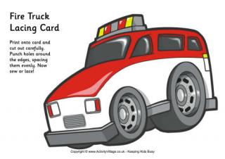 Fire truck lacing card