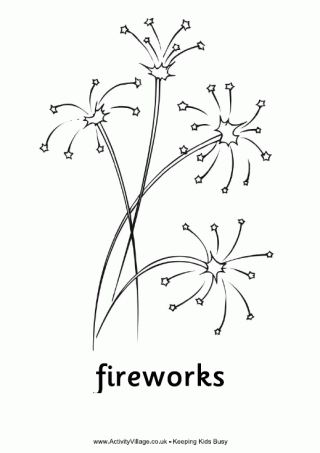 Fireworks Colouring Page