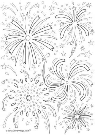 Fireworks Colouring Page 2
