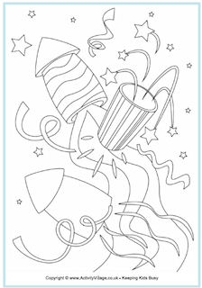 Fireworks Colouring Pages