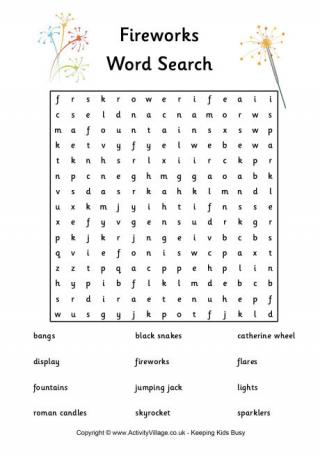 Fireworks Word Search
