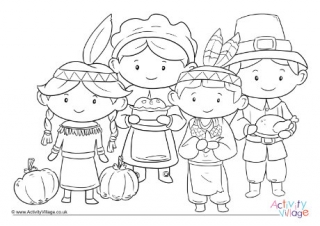 First Thanksgiving Sharing Colouring Page