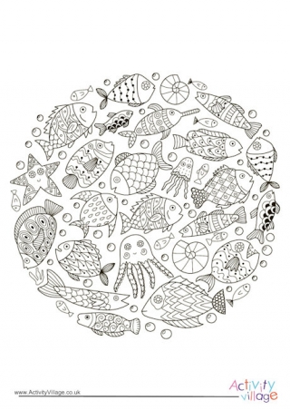 Fish Circle Colouring Page 2