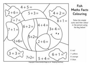 Fish Maths Facts Colouring Page