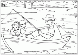 Fishing with Grandad Colouring Page
