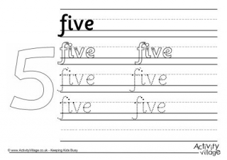 Five Handwriting Worksheet