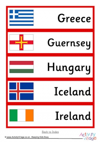 All Flags of Europe Word Cards