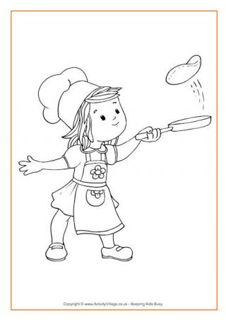 Flipping Pancakes Colouring Page