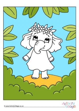 Flower Elephant Colour Pop Colouring Page 