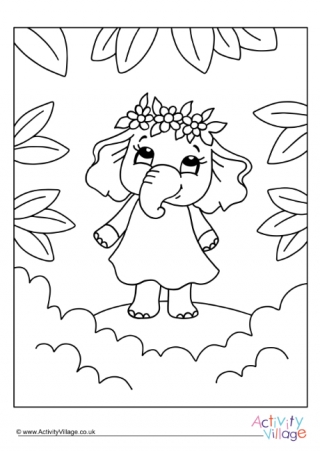 Flower Elephant Colouring Page 2