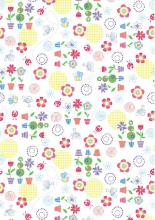 Flower Pots and Ladybugs Scrapbook Paper