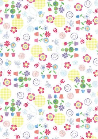 Flower Pots and Ladybugs Scrapbook Paper