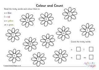 Flower Tricky Words Colour and Count
