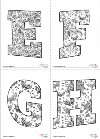 Flowers and Butterflies Colouring Alphabet