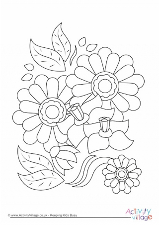 Flowers Colouring Page 1