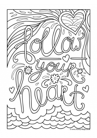 Follow Your Heart Colouring Page