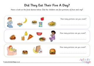 Food Diary 5 A Day Worksheet