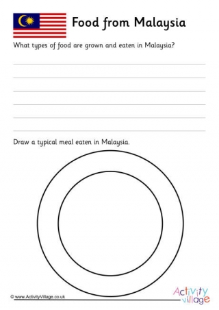 Food From Malaysia Worksheet