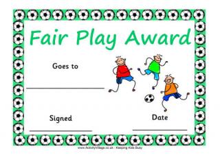 certificates certificate football fair play award soccer sports kids printable activity village match activityvillage explore