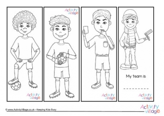 Football Characters Colouring Bookmarks